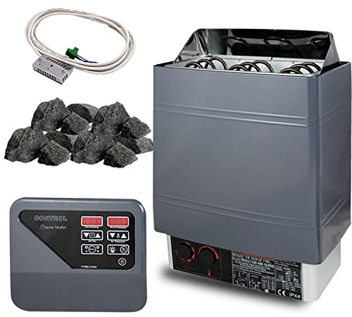 vanvilla SET Saunaofen 4.5KW / wahlweise 230V / 380V, Sauna Ofen mit Aussensteuerung und Saunasteine