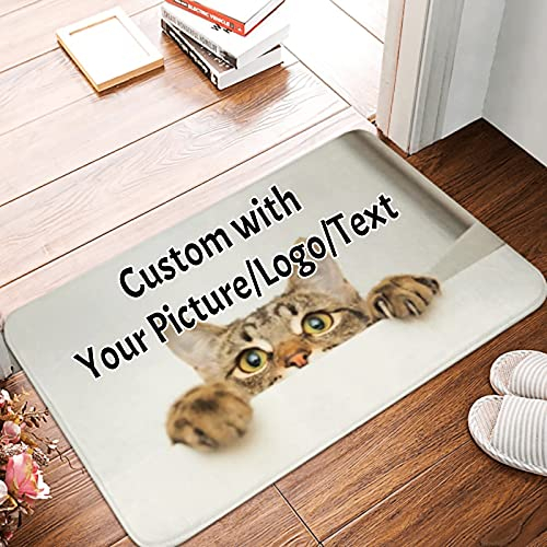 QIYI Personalised Door Mat,Custom Floor Mat with Picture Logo Text Non-Slip Soft Absorbent Entrance Doormat Rug for Entryway, Patio, Hallway, Indoor Outdoor,40x60cm