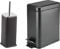 FINE STAR 5L Slim Pedal Bin Square Toilet Brush Holder Bathroom Set Rectangular Removable Bucket Trash Recycling Bin (Black 5 L Bin + Brush Holder)