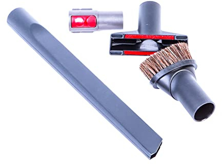 Hochwertiges Düsenset passend für Dyson V7 V8 V10 V11 - Fugendüse, Polsterdüse, Möbelpinsel mit echtem Rosshaar (Antistatisch)