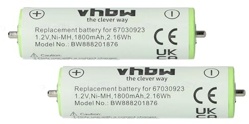 vhbw 2X Akku kompatibel mit Braun 5742 SmartControl3 4875 | 5743 Series 3 330 Rasierer Haarschneider (1800mAh, 1,2V, NiMH)
