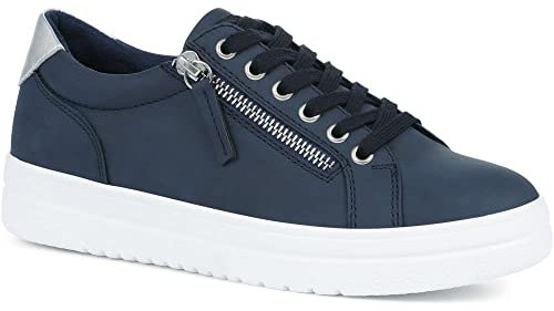 Pavers Scarpe da ginnastica da donna con lacci e suola spessa con plateau e finta pelle, con cerniera laterale, scarpe basse casual, Marina Militare, 41 EU