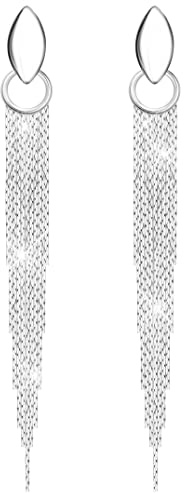 KristLand Retro 925 Sterling Silber Ohrringe Quaste Lange baumelnde Ohrstecker mit Weißgold überzogen Hochzeit Brautschmuck Damen Schmuck