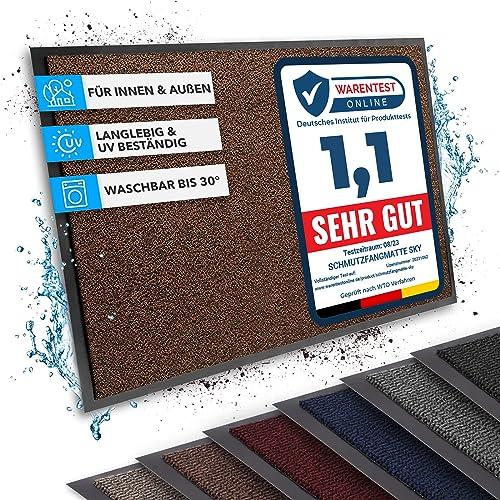casa pura Fußmatte Innen und Außen - Schmutzfangmatte für Haustür Eingangsbereiche - Fußabtreter Sauberlaufmatte Türvorleger Bodenmatte für Outdoor rutschfest, waschbar - Terra - schwarz - 40x60cm