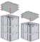 PROREGAL SparSet 5x Eurobox NextGen Grip mit Auflagedeckel & 4 roten Schiebeschnappverschlüssen, HxBxT 22x30x40cm, 20 L, Grau, Griffe geschlossen, Eurobehälter, Transportbox