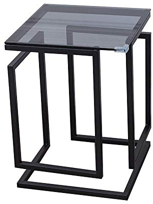 Table Basse Salon,Tables Basses Salon Carré Verre Fumé Petit Canapé Table D'appoint Table De Chevet, Cadre De Peinture Métallique Professionnel, Convient pour Le Salon Chambre Petit Espace Table