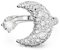 Swarovski Sublima Offener Ring, Weißer und Rhodinierter Damenring mit Mond-Motiv und Edlen Swarovski Kristallen