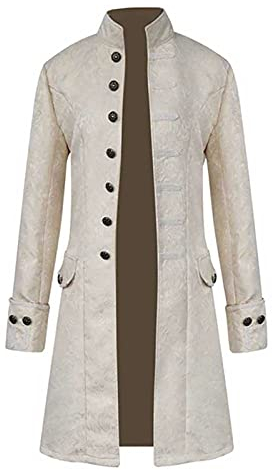 Halloween Herren Smoking Erfrischendes Unterteile Print Frack Mantel Uniform Party Oberbekleidung Renaissance Mantel Leichtet Jacke Hof Stickerei Mantel Kostüm-Outfits Elegant Oberteile（3-White，L）