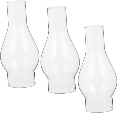 OSALADI 3 Piezas Pantalla De Queroseno Chimenea De Cristal Abierta Transparente Globos De Lámpara De Aceite Vintage Componente Vidrio