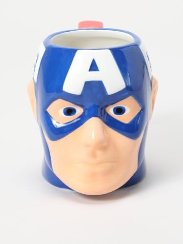 Divas World Marvel 3D Ceramic Coffee Mug Avengers Sculpted Tea Milk Drinking Cups Novelty Mugs Gift (Captain America Mug)