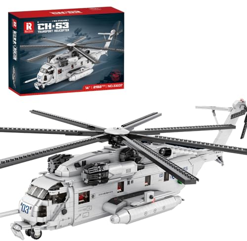 Reobrix 33037 CH-53E Super Hengst Transport Hubschrauber Bausteine Set, 2192 PCS Flugzeug Modell Bausätze, pädagogische Spielzeug Geschenke für Kind und Erwachsene