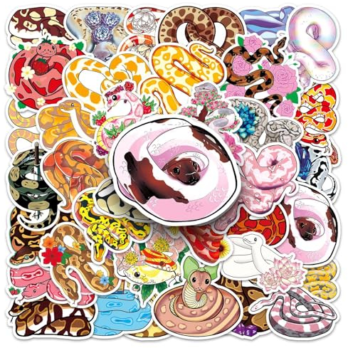 Bric Dodo 50 Stück Schlange Aufkleber Auto Laptop Telefon Gitarre Skateboard Motorrad Fahrrad Snake Stickers Set Vinyl Wasserdicht Aesthetic Aufkleber für Jugendliche Kinder Erwachsene