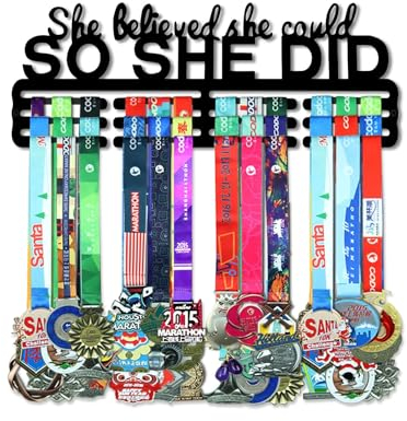 Resama Mode Medaille Aufhänger Halter Display Wandregal Rahmen Regal-Schwarz Metall Medaille Aufhänger Auszeichnungen Ribbon Cheer, Gymnastik, Fußball