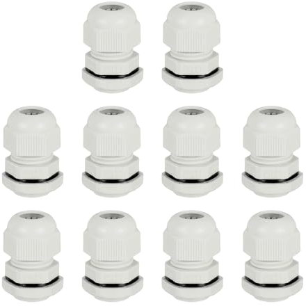 sourcing map Nylon Cable Gland PG11 Waterproof Adjustable Locknut White for 5mm - 10mm Cable Wire Pack of 30