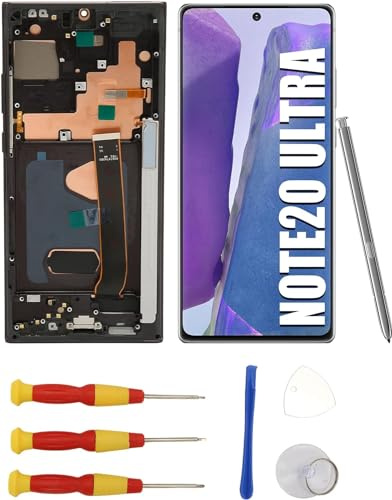 Sxhlseller Für Galaxy Note 20 Ultra OLED Bildschirm Touch Baugruppe mit Rahmen in Originalgröße und Fingerabdruckfunktion, Telefon Digitalisierer, Vollständig Zusammengebauter Bildschirm