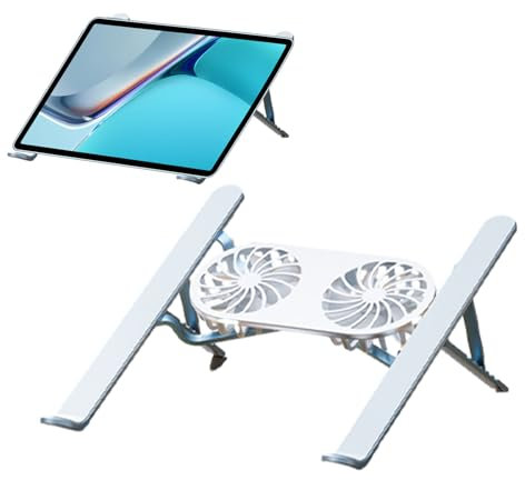 Holdes Cuscino di Raffreddamento per Ventola del Computer Portatile Tappetino di Raffreddamento Pieghevole a Doppio Ventilatore per Computer Portatile da 13 a 21 Pollici Tappetino di Raffreddamento