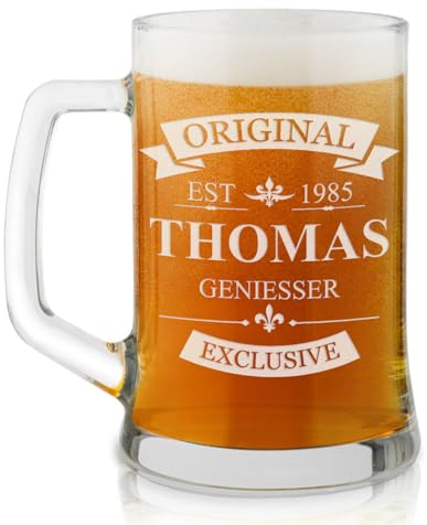 Maverton Bierkrug mit Gravur - Personalisierte Geschenke Männer - 500 ml - zu Weihnachten - Geburtstagsgeschenk für Herren Bierglas Papa - Geschenkidee für Bierfreunde - Original
