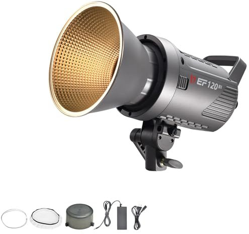 EF-120Bi Luce Video 120W Bicolore (2700K-6500K) - CRI>97, Attacco Bowens S-Mount, Controllo APP, 9 Effetti Luce - Continua per Studio/Fotografia/Video