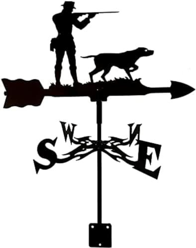 Girouette en métal en acier inoxydable pour abris de jardin, décoration de jardin - Chasseur et chien