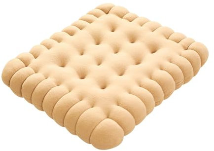 Milageto Kissen in Keksform, Kekskissen, bequem, süß, schlicht, Sitzkissen, Stuhlpolster für Balkon, Spielzimmer, Stuhl, Sofa, Büro, Beige, Quadrat