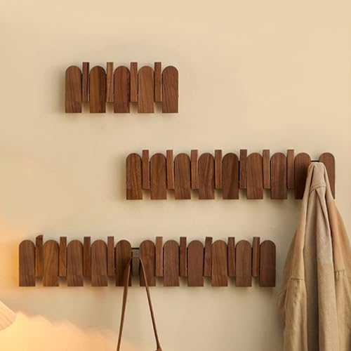 Wandgarderobe, Kleiderbügel aus natürlichem Massivholz, Wandkunst-Hakenleiste für den Eingangsbereich, robuste Wandhaken zum Aufhängen von Mantel, Schal, Mütze, Tasche,8 Hooks
