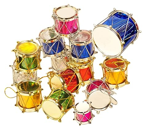 ORFOFE 30Stücke Weihnachtsbaum Dekoration Trommel Anhänger Ornament Mischstil Hochwertige Kunststoffmaterialien für Festliche