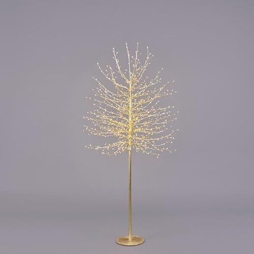 Magie di Natale Albero luminoso Faggio tronco lungo rami a microled luce calda da interno ed esterno (150 cm, Oro)