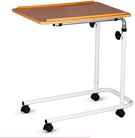 YUERYXH Medical Overbed Table On Wheels, Height Adjustable BedSide Over Bed Computer Laptop Table Mobile Sofa End Table Rolling Coffee Side Table For Working Dining Studying