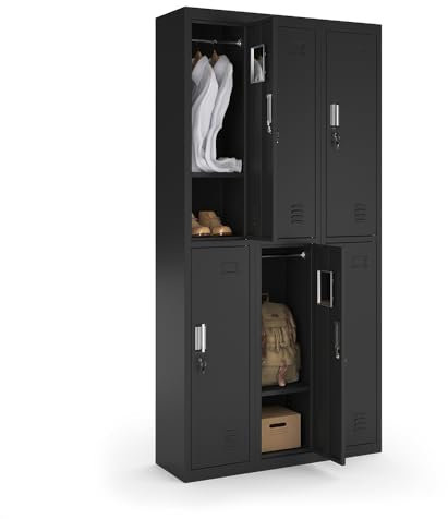 Vicco Schließfachschrank, Schwarz, 90 x 180 cm 6 Fächer