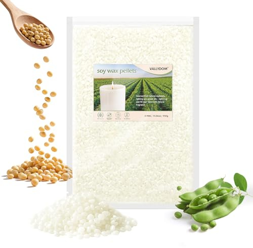 VALLYDOM 450g Soy Wax for Candle Making: Pure Soy Wax Pellets, Organic, No Additives, Long Burn Time, Perfect for Scented Candles, Tealights, Craft Candles & More