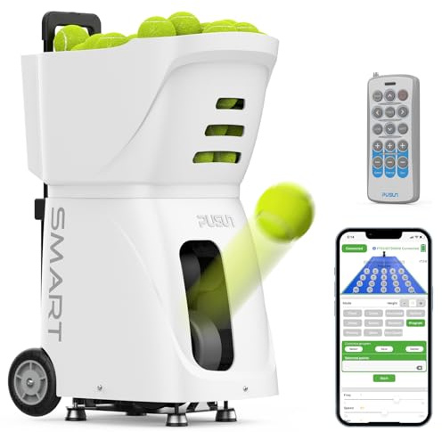 Generico PT-Smart Lanciapalle Tennis Automatica Professionale - Controllo App, 20 Punti Programmabili, 12 modalità Servizio, Batteria 4-6h, Allenamento Avanzato con Spin e velocità Variabile