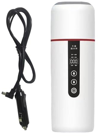 Qianly Car Electric Kettle, Stainless Steel, Electric Water Heating Cup, for Tea, Family, Cars, Work And School, white
