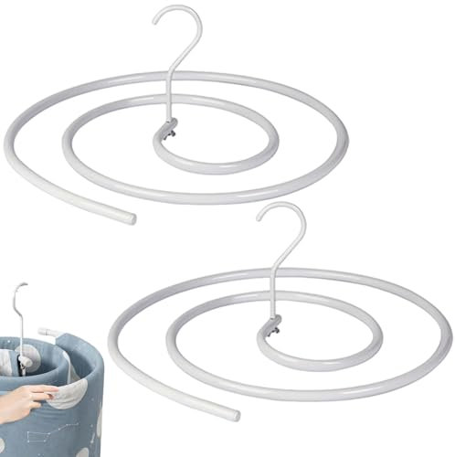 2PCS Spiral Sheet Hanger Round Space-Saving Storage Blanket Hangers Detachable Iron Thicken Blanket Drying Rack for Bed Sheet Blanket Coverlet Bath Towel Tablecloth Hangers Blanket Drying Rack Clothes