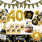 WINAROI 40 Geburtstag Deko Männer Frauen, 40. Schwarz Gold Geburtstag Deko Luftballons mit Windlicht Tischdeko Servietten Tischdeck, 40. Luftballons, Birthday Party Decoration
