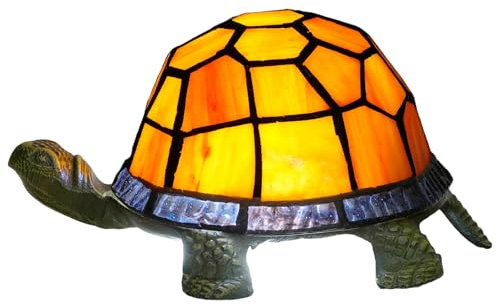 NUODITOS Orange Schildkröte Lampe Tiffany Nachttischlampe Retro Decor Art Nachttischlampe Einzigartige Kleine Nachtlampe Ästhetisch Niedlich Kinder Mädchen Vintage Schreibtischlampe