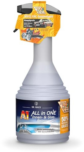 DR. WACK A1 ALL in ONE Innen- & Glasreiniger 750 ml (50% mehr Inhalt gratis) - Limited Edition - Auto Innenraum Reiniger - für Glas, Kunststoff, Polster, Leder & Lacke - Hochwertige Autopflege