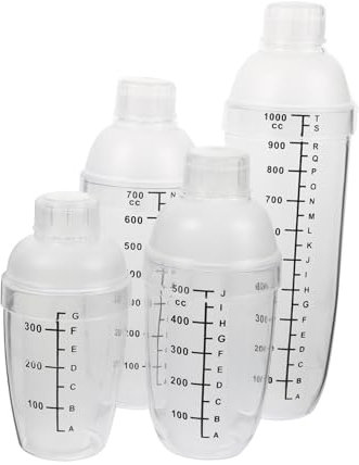 CIYODO Shaker À Cocktail En Plastique Avec Échelle 4 Pièces Shaker Mélangeur À Vin Pour Cocktails Au Thé