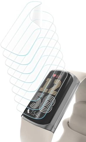 Yaekea 8 Pièces Protection Écran pour Fitbit Charge 6 / Charge 5 Smartwatch, Film TPU Flexible Auto-Cicatrisant, Sans Bulles HD Clair Doux Protecteur D'écran