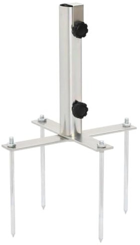 WKIEQACO Home & Garden,Furniture-Parasol Base with Ground Spikes for 脴32-38 mm Silver Steel