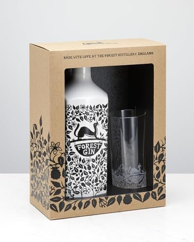 Forest Distillery London Gin Gift Box | 42% ABV | 70cl | Porcelain Bottle & Etched Glass | Ideal For Gin Based Cocktails