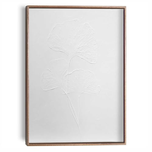 Geprägtes Gemälde - Nussbaumfarbe, Ginkgo-Blätter, Wohnzimmer, MDF, 40 x 30