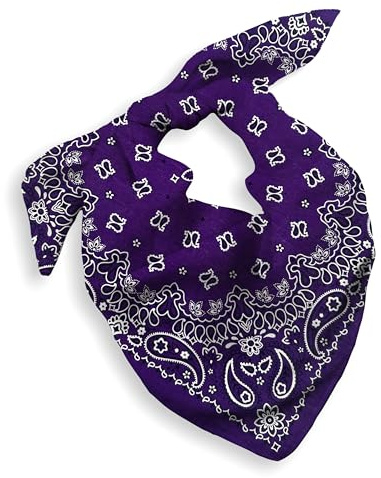 Geschenkverpackung Bandana für Damen & Herren - 100% Baumwolle (Cotton Bandana), Paisley-Muster, 55x55 cm, 1er Pack, Lila - Großes Halstuch Bandanna Cowboy-Tuch