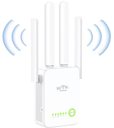 WLAN Verstärker,WLAN Repeater 300 Mbit/s,hohe Leistung mit 4 Antennen, WLAN Access Point,mit Repeater/AP-Modus,Verstärker mit Ethernet-Anschluss Signalverstärkung kompatibel mit Allen Modemroutern