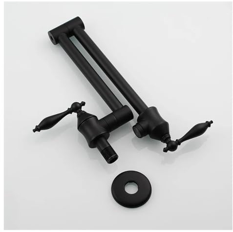 Doppelt klappbarer Topffüller-Wasserhahn aus Messing, Kippschalter, Wandarmatur for die Küche, Einloch-Doppelgriff-Küchenarmatur Auslaufsicheres Design