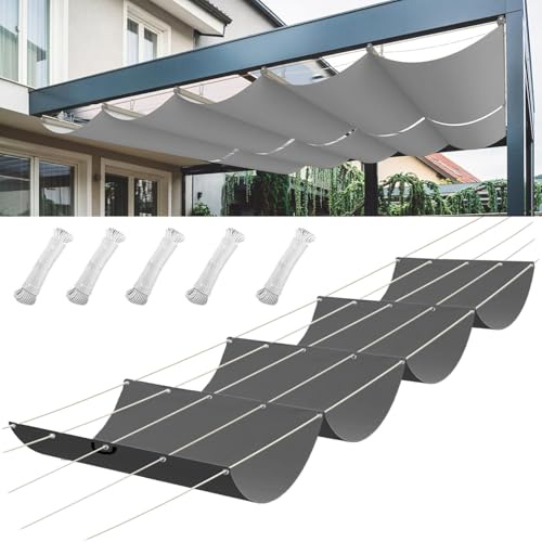 Ausziehbares Wellen-Sonnensegel, 2x4M, HDPE Sonnenschutz Pergola Ersatz Schattenabdeckung, verstellbar Schutz vor UV-Strahlungen Sonnensegel, Verstellbar Sonnen-Segel für Garten, Dunkelgrau