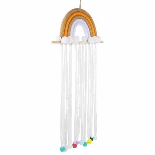 JECOMPRIS Regenbogen Haarschleifenhalter Wand Organizer und Baumwolle für Mädchen Haarspangenaufbewahrung Babyzimmer Wandhalter
