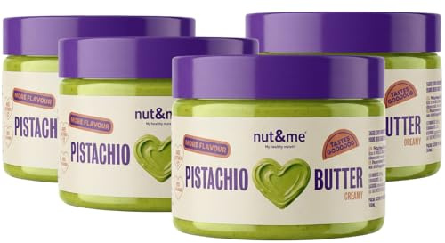 nut&me Crema di Pistacchio Dolce 1 kg | Pack 4 x 250 g, Senza glutine, conservanti né olio di palma, Ideale per pane, farciture, gelato e cioccolato Dubai