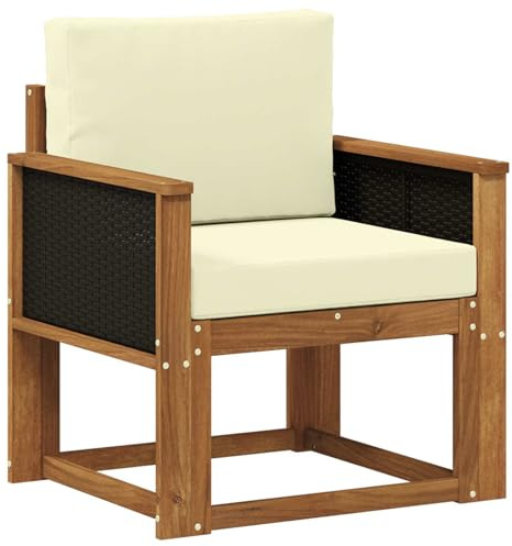 vidaXL Outdoor Mittelsofa Massivholz Akazie Natur, Garten-Sofa, modernes Eckmöbel, wetterfestes Loungeset, Terrasse Sitzgruppe für draußen
