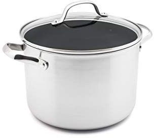 GreenPan Venice Bi-Ply 24 cm/7.7L Marmite avec Couvercle en Verre, 100% Sans PFOA/PFA, Revêtement Antiadhésif Sain en Céramique, Pour Induction/Four/Lave-Vaiselle, Acier Inoxydable