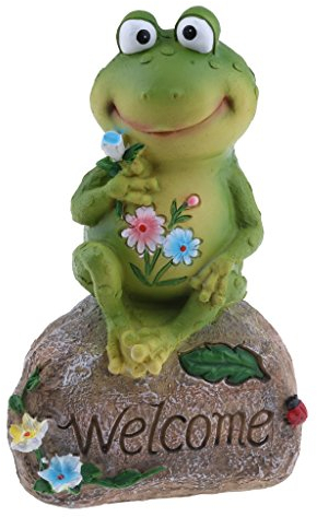 Tubayia Niedliche Frosch Willkommen Statue Skulptur Gartenfigur Haus Garten Terrasse Dekoration Ornament